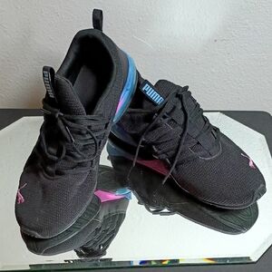 Puma Black Sneakers with Pink and Blue Highlights